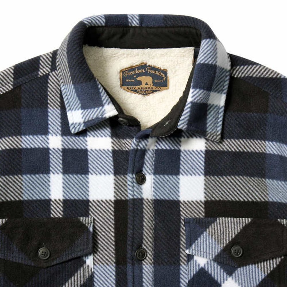 Blue/Black NWT Freedom Foundry Men’s Super Plush Shirt Jacket - Picture 4 of 7